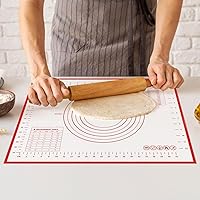Silicone Baking Mat Extra Large (19'x27') with Measurement Indicators, Non-Slip, Pastry Mat Sheet for Dough Pie Crust Rolling Mats for Making Cookies, Macarons, Bread, Baking Supplies - Pack of 2