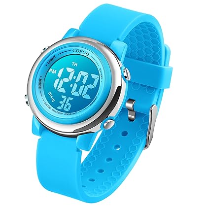 cofuo Kids Digital Sport Waterproof Watch for Girls Boys, Kid Sports Outdoor LED Electrical Watches with Luminous Alarm Stopwatch Child Wristwatch