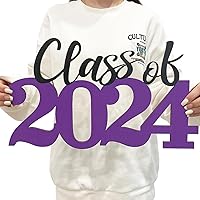 Graduation Party Decorations Purple Class of 2024 Wooden Sign Graduation Photo Props for College High School Graduation Party Supplies