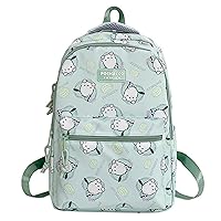 Cartoon Pochacco All Over Print Casual Backpack Laptop Backpack Travel Hiking Rucksack Daypack Green