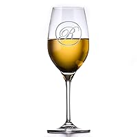 Etched Monogram Crystal White Wine Glass (Set Of 4)