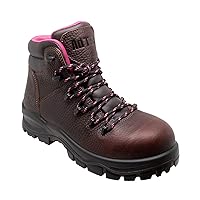 Ad Tec Women's 6 Inch Waterproof Soft Toe Work Boot, Full Grain Oiled Leather, Slip Resistant Rubber Outsole Brown Industrial