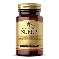 Triple Action Sleep, 30 Tri-Layer Tablets - Time-Release Melatonin & L-Theanine Plus Herbal Blend - Helps You Relax, Fall Asleep Fast & Stay Asleep Longer - Non-GMO, Gluten Free - 30 Servings