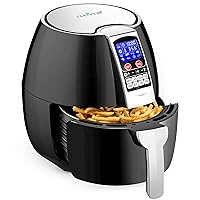 NutriChef Hot Air Fryer Oven - Oilless Convection Power Multi Cooker with Digital Display and 3.7 Qt Capacity - Perfect for Baking, Grilling, and More - Includes Basket Pan - Stainless Steel