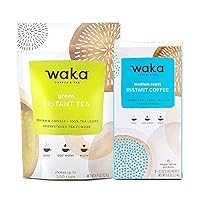 Waka — Instant Coffee and Tea Bundle — Unsweetened Green Tea — Single-Serve Colombian Medium Roast Box Bundle