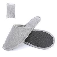 SUSYBAO Spa Slippers portable Knitted Cotton Travel Slippers Foldable House Shoes Non-Slip Closed Toe Slippers with Storage Pouch Machine Washable Slippers for Home Hotel Guest Airplane, Free Size