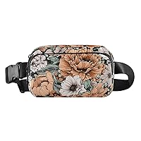 ALAZA Vintage Modern Floral Flower Belt Bag Waist Pack Pouch Crossbody Bag with Adjustable Strap for Men Women College Hiking Running Workout Travel