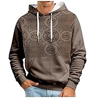 Graphic Hoodie Men Vintage Aztec Print Sweatshirts Casual Loose Pullover With Pocket Plus Size Mens Sweatshirt