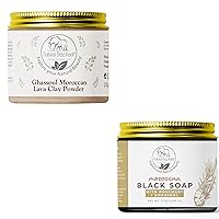 Natural Elephant Moroccan Spa Essentials Bundle:Rosemary Black Soap & Ghassoul Clay 7oz