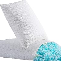 Shredded Memory Foam Pillows for Sleeping,Bed Pillows King Size Set of 2 Pack Cooling Adjustable,Good for Side and Back Sleeper with Washable Removable Cover