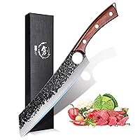 Purple Dragon Chef Knife Meat and Vegetable Cleaver Hand Forged Boning 8.5 Inch Full Tang Design High Carbon Steel Kitchen for Home Restaurant