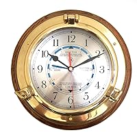 Brass Porthole Time and Tide Clock