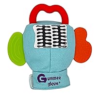 Glove Baby Teething Mitten 6 Months + Premium Quality Detachable Teether Ring and Travel Bag - Turquoise - Undroppable - Soothe Babies Painful Gums Naturally