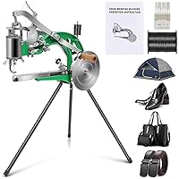 Leather Sewing Machine Handheld Shoe Repair Heavy Duty Metal Manual Cobbler Stitching Mending with Dual Cotton Nylon Line Canvas for Bags Tents Clothes Quilts Coats Trousers Belt DIY