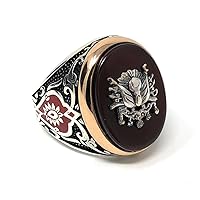 925K Sterling Silver Red Agate Sultan Signature Men's Ring K61T Special Edition
