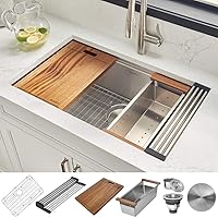 Ruvati 28-inch Workstation Undermount 16 Gauge Stainless Steel Kitchen Sink with Accessories Single Bowl - RVH8309