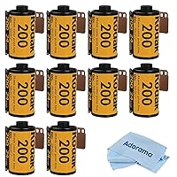 Kodak Gold 200 Color Negative Film (35mm Roll Film, 24 Exposures) 10-Pack with Cleaning Cloth