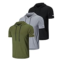 frueo Men's 3 Pack Workout Shirts Dry Fit Moisture Wicking Short Sleeve Mesh Athletic T-Shirts