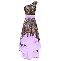 Country Wedding Dress Camouflage High Low Lace Formal Bridal Reception Dresses One Shoulder