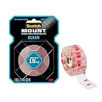 Double Sided Tape, Clear Mounting Tape, 1 Roll Adhesive Tape, 1 in x 125 in (10.4 ft), Holds Up To 15 Lbs., Features 3M Industrial Adhesive, Strong Permanent Bond on Contact (410H-MED-DC)