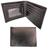 Wallet for Men Genuine Leather Bifold Slim Minimalist Mens Wallet Front Pocket Extra Capacity Men's Wallet with ID Window (Black)