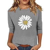 Comfort Colors Tshirt, 3/4 Sleeve Shirts for Women Cute Print Graphic Tees Blouses Casual Plus Size Tops Pullover