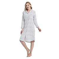 CHUNG Women Nightgowns Brushed Cotton Flannel Nightshirt Dress Long Nightwear Nighties Cozy Sleepwear