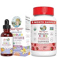 MaryRuth Organics USDA Organic Multivitamin Liquid Drops for Toddlers & USDA Organic Kids Probiotic Gummies Bundle | Immune Support & Overall Wellness | Digestive Support | Gut Health Supplement