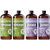 Bundle of Lab Bulks Peppermint and Lavender Essential Oils, 16 oz Bottles, for Diffusers, Home Care, Candles, Aromatherapy.