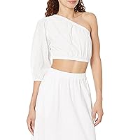 The Drop Women's Anupa Cotton One-Shoulder Cropped Top