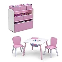 4-Piece Toddler Playroom Set, Pink/White