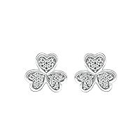 Gilded 1/10 ct. T.W. Lab Grown Diamond (SI1-SI2 Clarity, F-G Color) and Sterling Silver Clover Stud Earrings