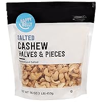 Amazon Brand - Happy Belly Cashew Halves & Pieces, Roasted & Salted, 16 ounce