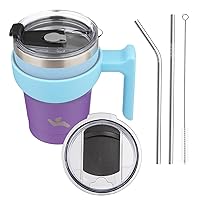 10oz Tumbler with Handle and 2 Straw 2 Lid, Insulated Water Bottle Stainless Steel Vacuum Cup Reusable Travel Mug,Ocean Dream
