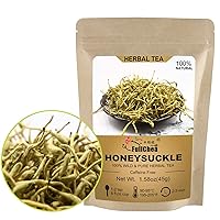 FullChea - 100% Pure Natural Dried Honeysuckle - Jin Yin Hua Honeysuckle Tea - Premium Lonicera Japonica Flower Tea - Detox & Wellness Support - 1.58oz/45g
