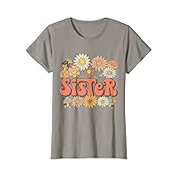 Retro Groovy Sister Floral Matching Family Funny Mothers Day T-Shirt