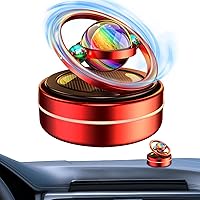 Solar Rotating Aromatherapy Rotating Car Diffuser Dashboard Ornaments Solar Car Air Freshener with 6 Aroma Tablet Solar Car Air Freshener Auto Spin Car Air Purifier for Car Vehicle Home Office Red