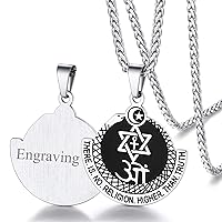 FaithHeart Stainless Steel Egyptian Eye Fatima Hamsa Hand Pendant Necklace Star of David Success and Protection Lucky Jewelry