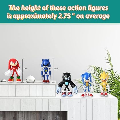 KAMOR Sonic Toys-Action Figures,4.8'' Tall with Movable Joint Playsets Toys, (Pack of 8)