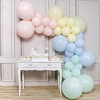 PartyWoo 48pcs Pastel Balloons, Pastel Pink, Blue, Yellow, Mint Green, Giant Balloons for Party Decorations