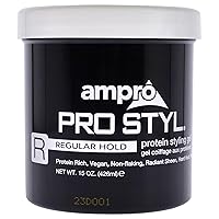 AmPro Pro Styl Argan Oil Styling Gel - Moisturizes and Conditions Your Strands - Non-Flaking, Alcohol Free, Vegan Formula - Creates Flexible, Touchable Hold for All Hair Textures - 15 oz
