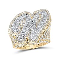 10kt Two-tone Gold Mens Baguette Diamond W Initial Letter Ring 8 Cttw
