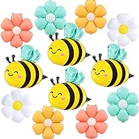 Bee Balloon Yellow and Black Bee Balloons and Colorful Daisy Flower Balloons for Baby Shower Wedding Birthday Bee Theme Party Flower Party Decoration Supplies, 12 Pcs