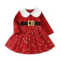 Toddler Girls Long Sleeve Christmas Star Tulle Dress Clothes Girls Christmas Dress Size 12