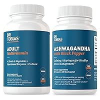Dr. Tobias Adult Multivitamin & Ashwagandha Capsules, Supports Energy and Immune Health, Includes Calming Adaptogen, Energy, Focus & Stress, for Men & Women