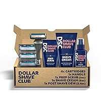 Dollar Shave Club | 6-Blade Ultimate Shave Bundle | Diamond Grip Club Series Razor Handle, 6-Blade Club Series Razor Cartridges, Prep Scrub 3oz, Shave Cream 6oz, Post Shave Dew 3.4oz