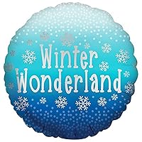 Anagram 18in Christmas Satin Luxe Winter Wonderland Round Foil Balloon (18in) (Blue/Silver)