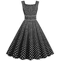 Vintage Dress for Women 1950s Polk Dots Swing A Line Dress Rockabilly Cocktail Tea Party 1950 Style Clothing