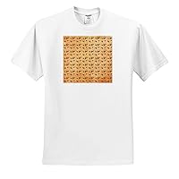 3dRose Anne Marie Baugh - Halloween - Edgy Skulls On Grunge Orange Halloween Pattern - Adult T-Shirt XL (ts_325447)