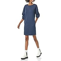 Amazon Essentials Women's Fleece Blouson Sleeve Crewneck Sweatshirt Dress (Available in Plus Size)